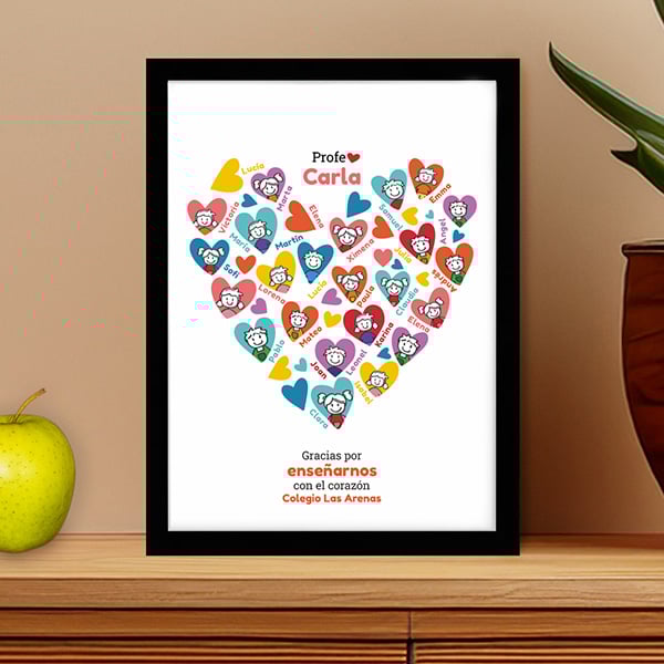 Placa Corazones con Muñecos con Nombres personalizado