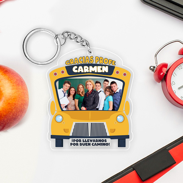 Llavero Bus con Nombre y Texto personalizado