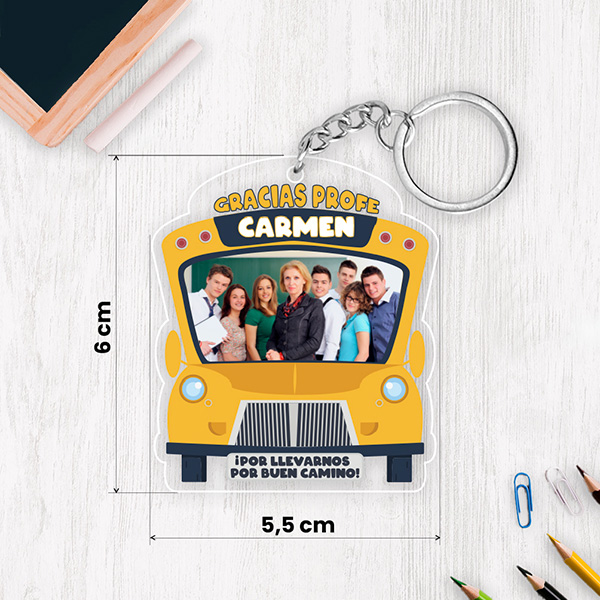 Llavero Bus con Nombre y Texto personalizado