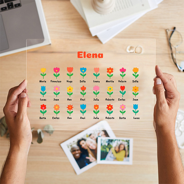 Placa Flores con Nombres personalizado