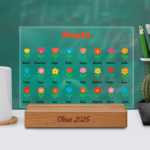 Placa Flores con Nombres personalizado