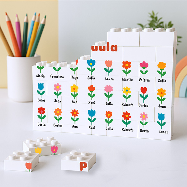 Puzzle de Bloques con Flores con Nombres personalizado