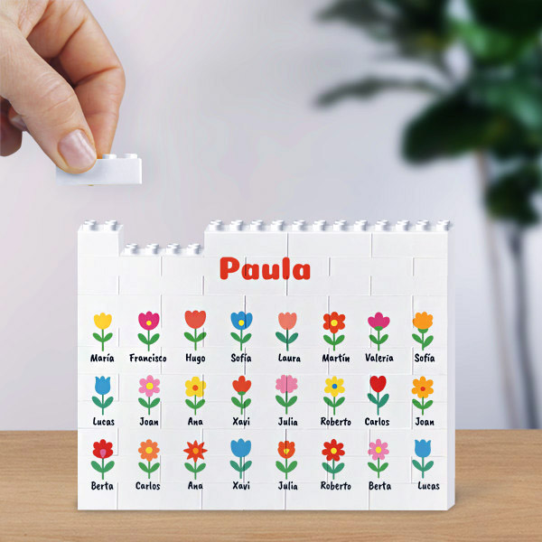 Puzzle de Bloques con Flores con Nombres personalizado
