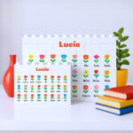 Miniatura de Puzzle de Bloques con Flores con Nombres personalizado
