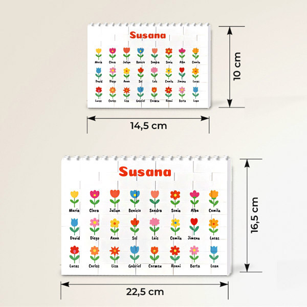 Puzzle de Bloques con Flores con Nombres personalizado