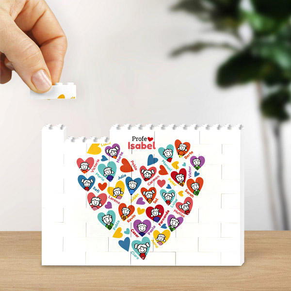 Puzzle de Bloques Corazones con Muñecos con Nombres personalizado