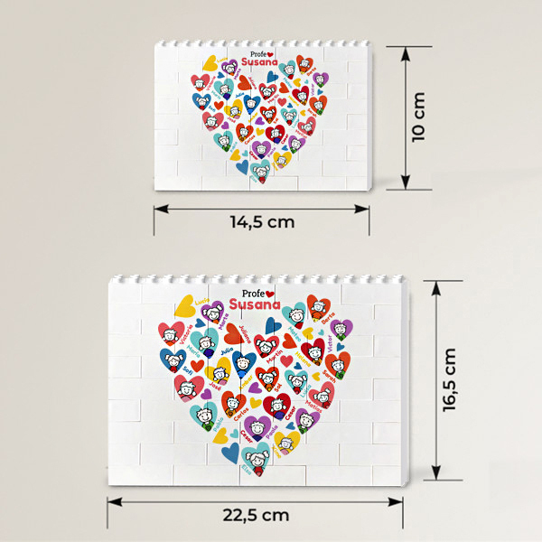 Puzzle de Bloques Corazones con Muñecos con Nombres personalizado