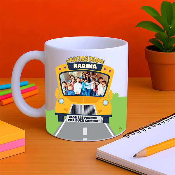 Taza Bus con Foto y Nombre personalizado