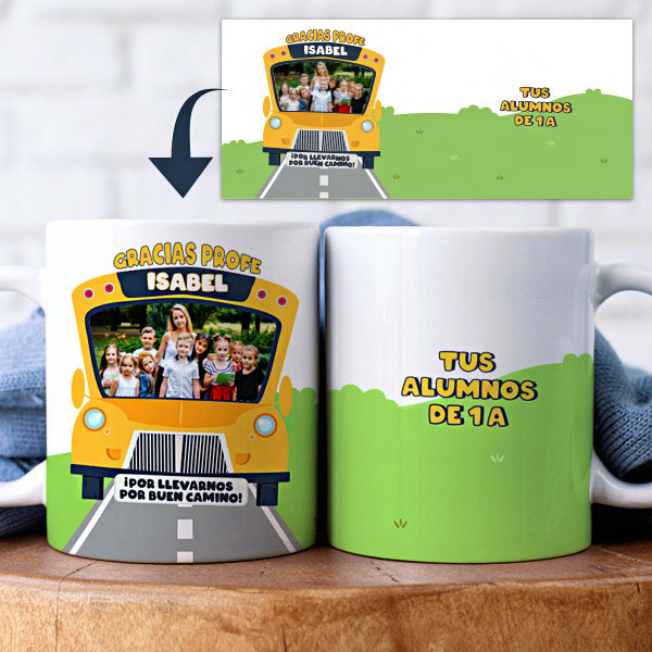 Taza Bus con Foto y Nombre personalizado