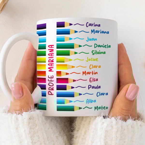 Taza Lápices de Colores con Nombres personalizado
