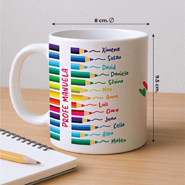 Taza Lápices de Colores con Nombres personalizado