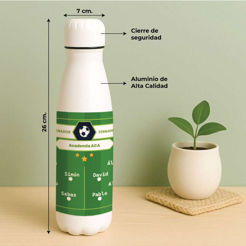 Botella Campo de Futbol con Nombres y Texto personalizado