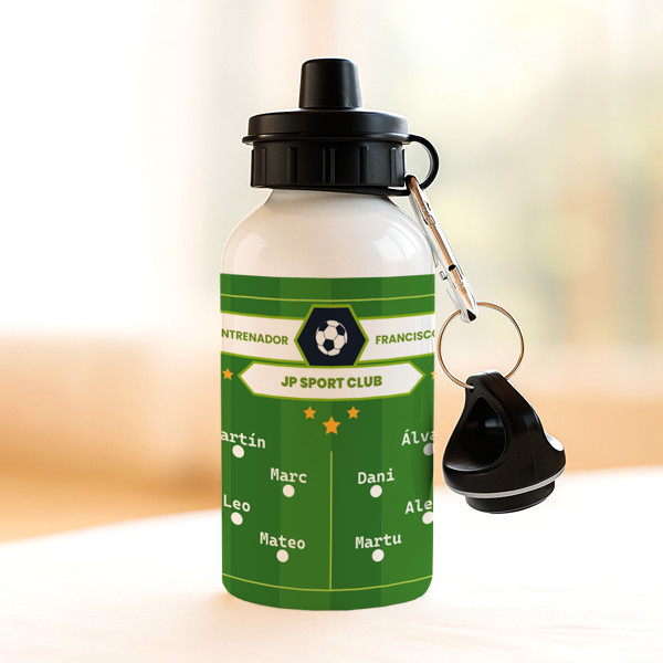 Botella Infantil Campo de Futbol con Nombres y Texto personalizado