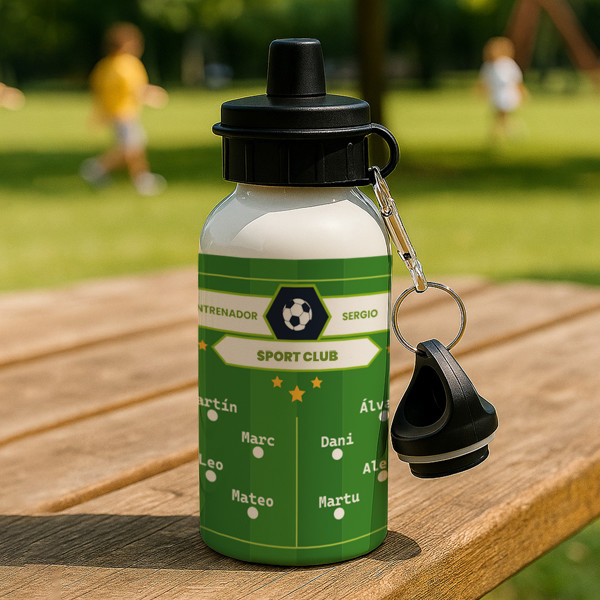 Botella Infantil Campo de Futbol con Nombres y Texto personalizado