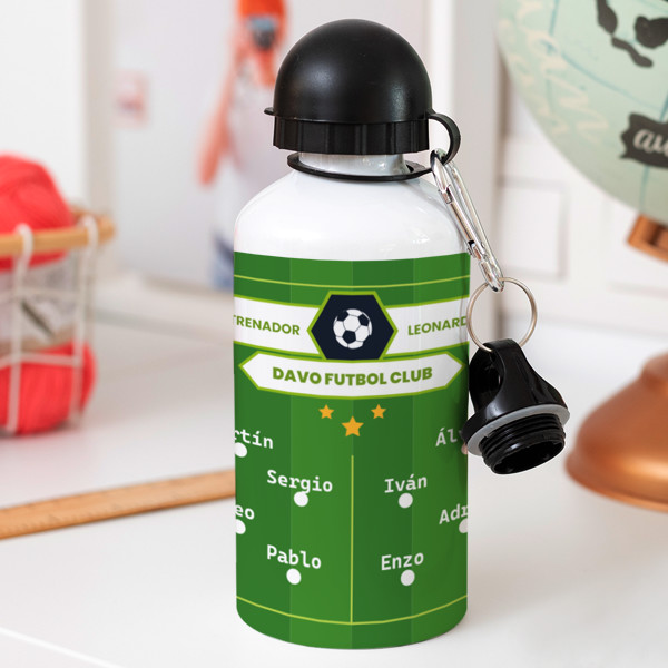 Botella Infantil Campo de Futbol con Nombres y Texto personalizado