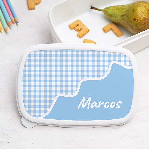 Pack Escolar Infantil Cuadros Azules personalizado