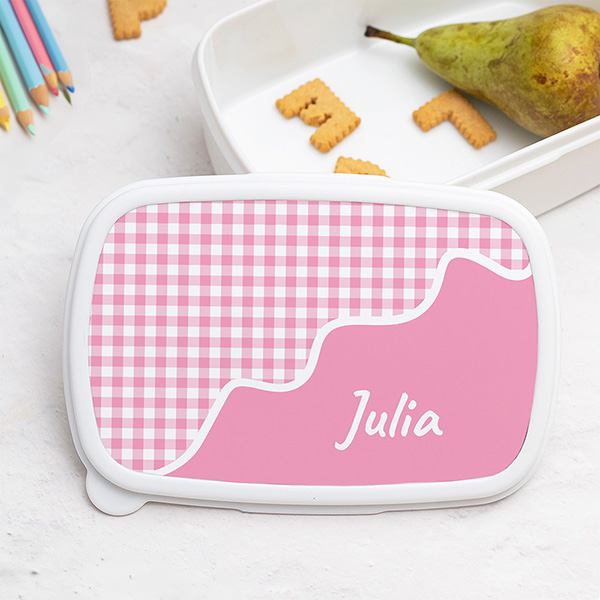 Pack Escolar Infantil Cuadros Rosas personalizado