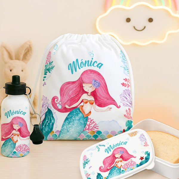 Pack Escolar Infantil Sirenita personalizado