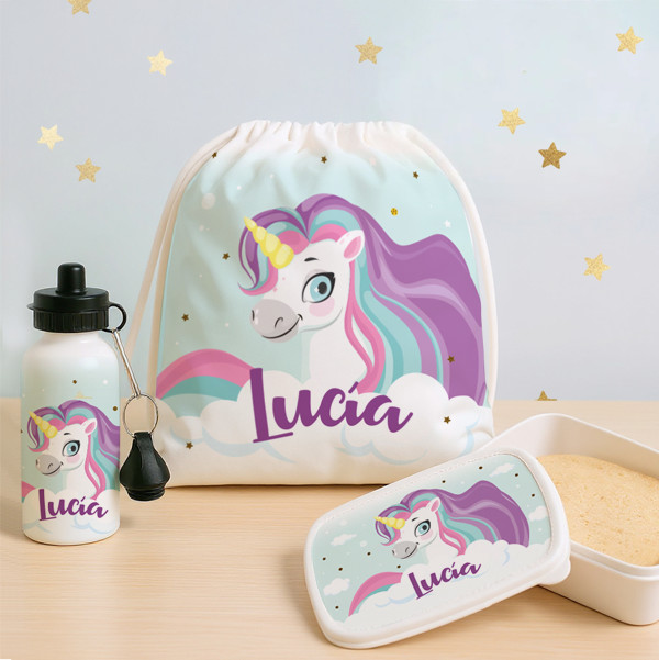 Pack Escolar Infantil Unicornio personalizado