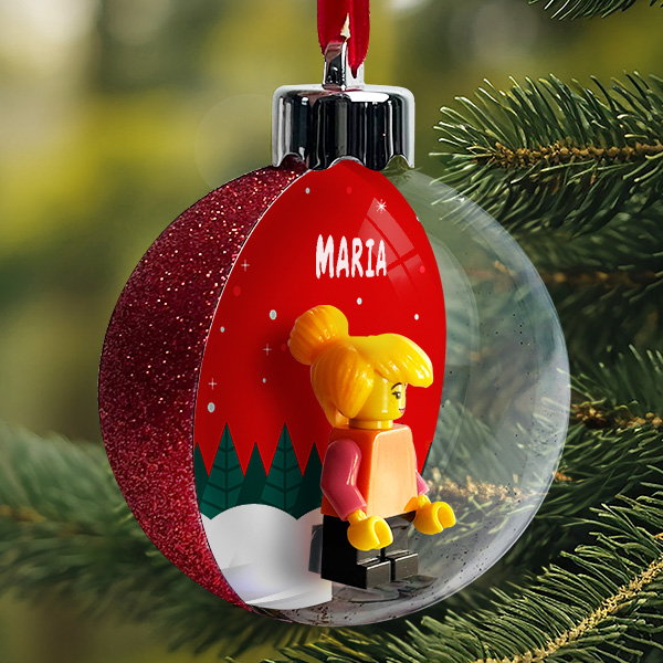 Bola Colgante para Árbol de Navidad con Bosque, Lego y Nombre personalizado