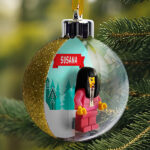 Miniatura de Bola Colgante para Árbol de Navidad con Casas Nevadas, Lego y Nombre personalizado