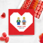 Miniatura de Caja de Dulces Corazon y Muñecos Lego con Nombres y Texto personalizado