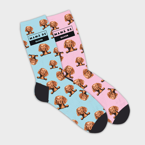 Calcetines con Cartelera Mamá o Papá de Mascota con Nombre personalizado