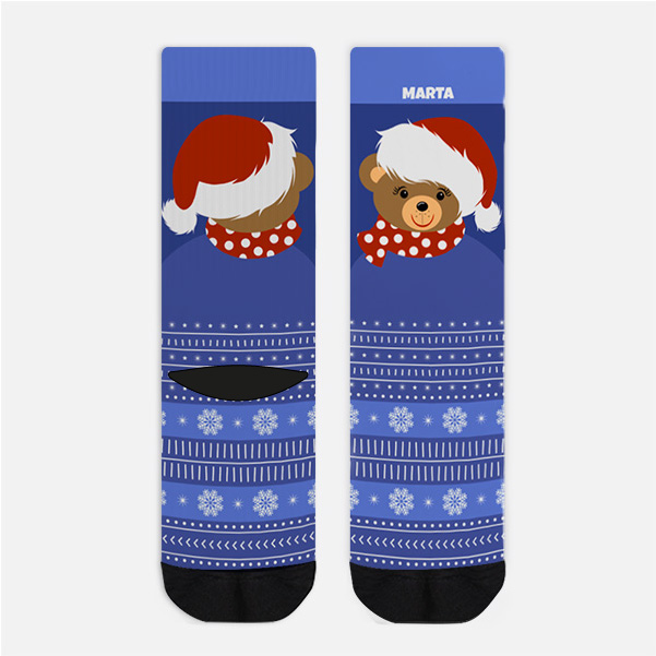 Calcetines Oso Navideño con Nombre personalizado