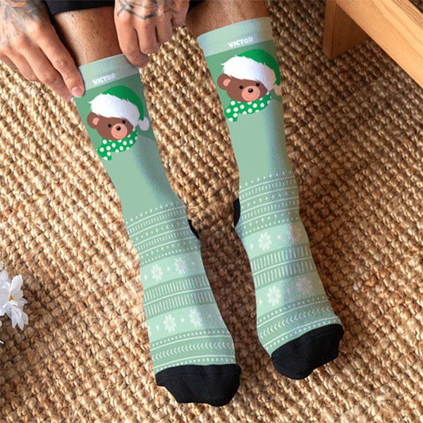 Calcetines Oso Navideño con Nombre personalizado