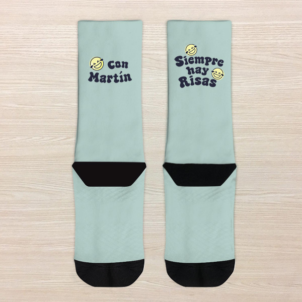 Calcetines Emojis de Risa con Frase y Nombre personalizado