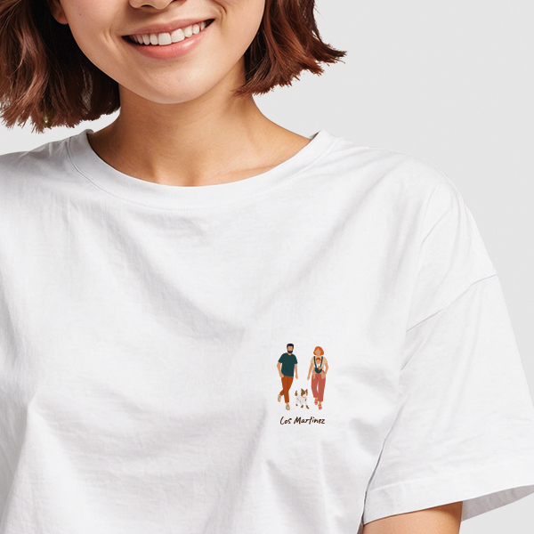 Camiseta Ilustrada Retrato Frontal con Texto Personalizado