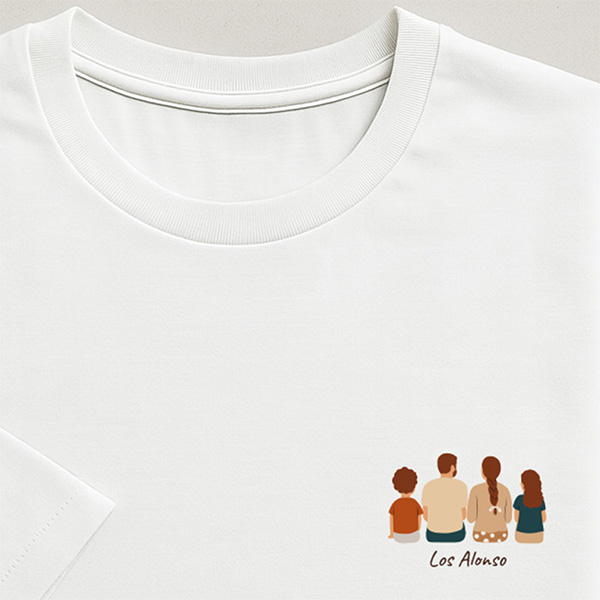 Camiseta Ilustrada Retrato de Espaldas con Texto Personalizado