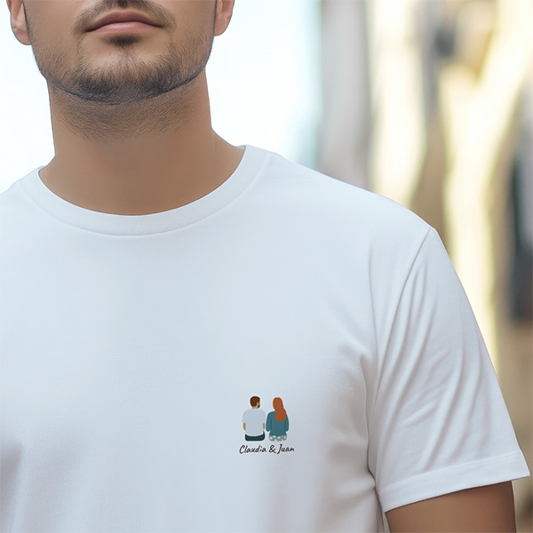 Camiseta Ilustrada Retrato de Espaldas con Texto Personalizado