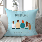 Miniatura de Cojín Familia de Espaldas con Nombres y Texto personalizado
