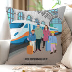 Miniatura de Cojín Estación de Tren con Nombres y Texto personalizado
