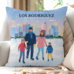 Miniatura de Cojín Familia en Patines con Nombres y Texto personalizado