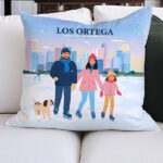 Miniatura de Cojín Familia en Patines con Nombres y Texto personalizado