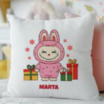 Miniatura de Cojín Labubu Navideño con Nombre personalizado