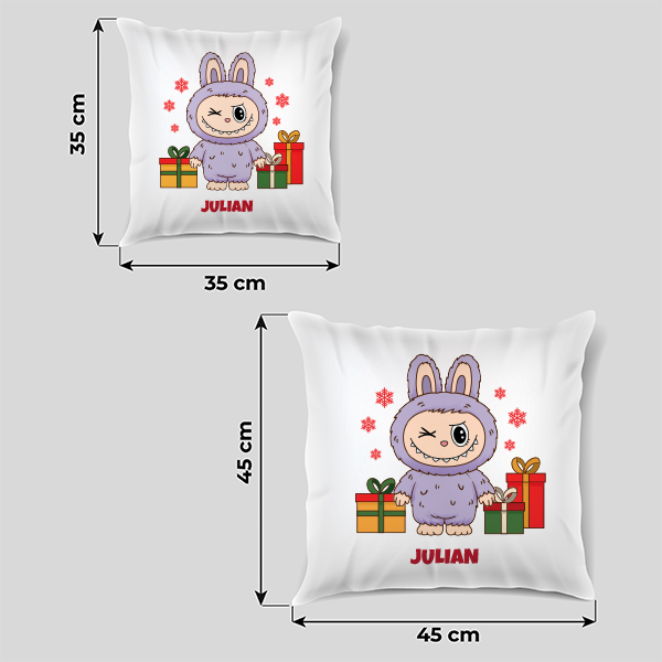Cojín Labubu Navideño con Nombre personalizado