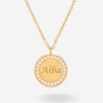 Miniatura de Colgante con Brillantes Redondo con Texto personalizado
