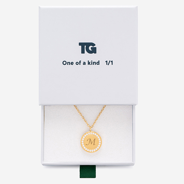 Colgante con Brillantes Redondo con Texto personalizado