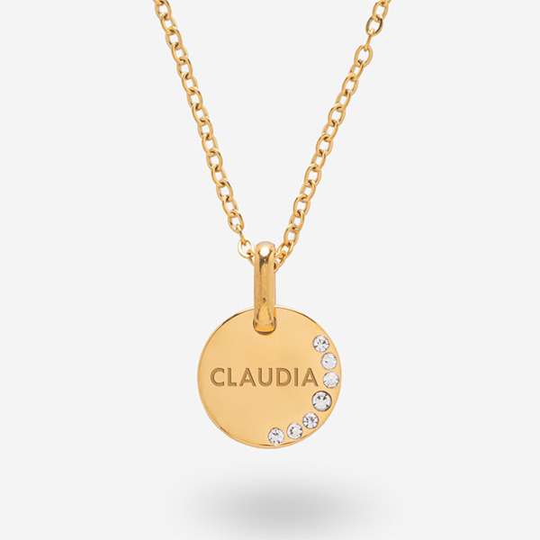 Colgante Redondo con Brillos Laterales y Texto personalizado