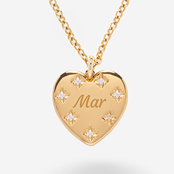 Colgante Corazón con Brillantes y Texto personalizado