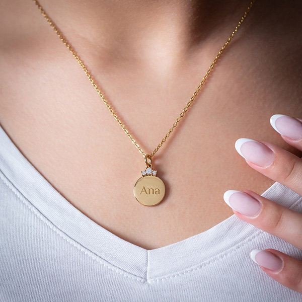 Colgante con Brillantes Superiores y Texto personalizado