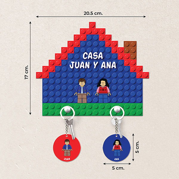 Colgador de Llaves Casita Lego con Texto personalizado