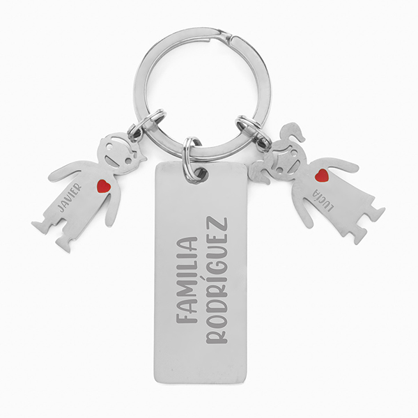 Llavero de Acero con Texto y Muñecos personalizados
