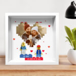 Miniatura de Marco de Madera Corazón con Foto y Muñecos Lego con Texto personalizado