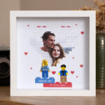 Miniatura de Marco de Madera Corazón con Foto y Muñecos Lego con Texto personalizado