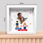 Miniatura de Marco de Madera Corazón con Foto y Muñecos Lego con Texto personalizado
