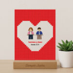 Miniatura de Placa o Lámpara Corazón Rojo Diseño Lego con Nombres y Texto personalizado